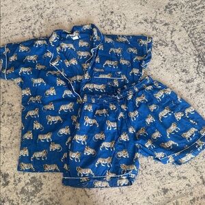 Blue Tiger Print Pajama Top